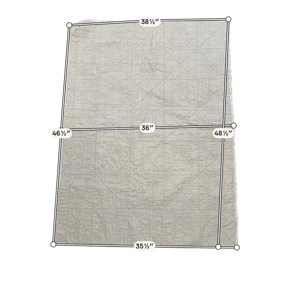 Handmade Owl Patchwork Quilt Aqua Gray Baby Toddler Nursery Woodland